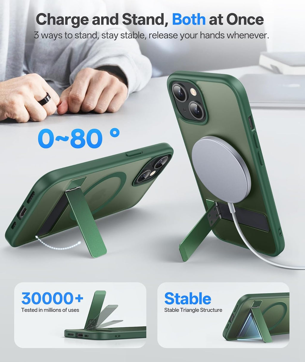 (Buy 1 Get 1) Magnetic with Build-in Stand Rugged Shockproof Protective Back Case For iPhone