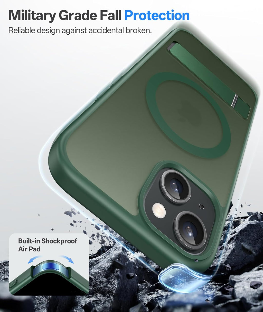 (Buy 1 Get 1) Magnetic with Build-in Stand Rugged Shockproof Protective Back Case For iPhone