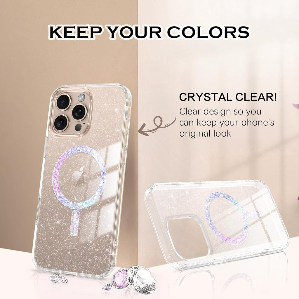 (Buy 1 Get 1) Compatible with Magsafe Sparkling Design Slim Anti-Fingerprint for iPhone