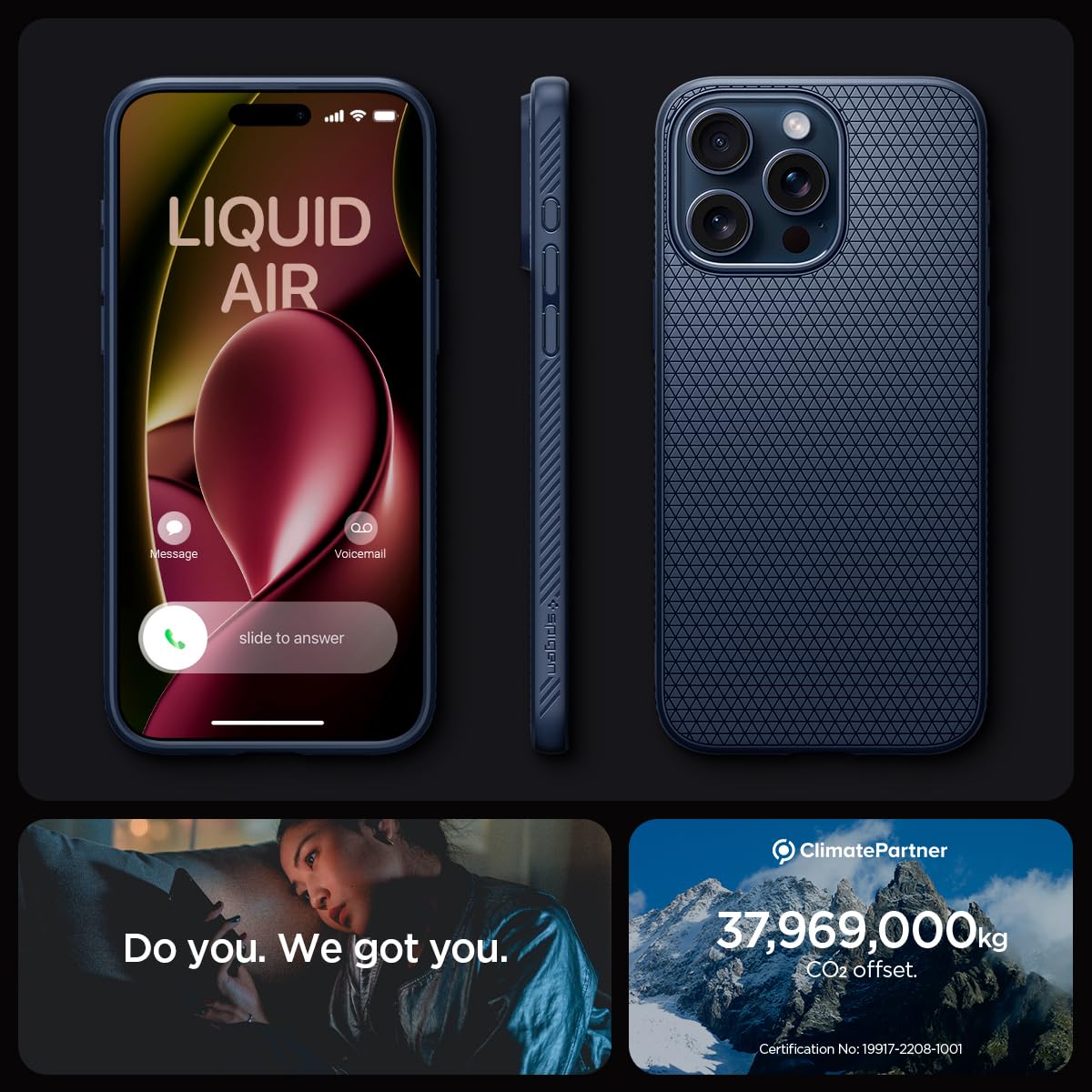 Navy Blue Liquid Air Back Cover Case Compatible with iPhone