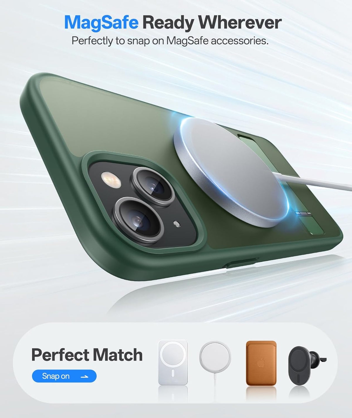 (Buy 1 Get 1) Magnetic with Build-in Stand Rugged Shockproof Protective Back Case For iPhone