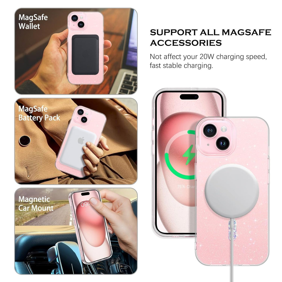 (Buy 1 Get 1) Magsafe Sparkling Design Slim Anti-Fingerprint for iPhone