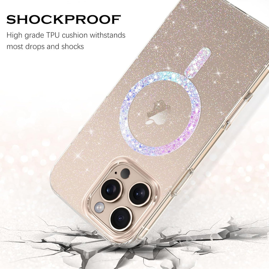 (Buy 1 Get 1) Compatible with Magsafe Sparkling Design Slim Anti-Fingerprint for iPhone