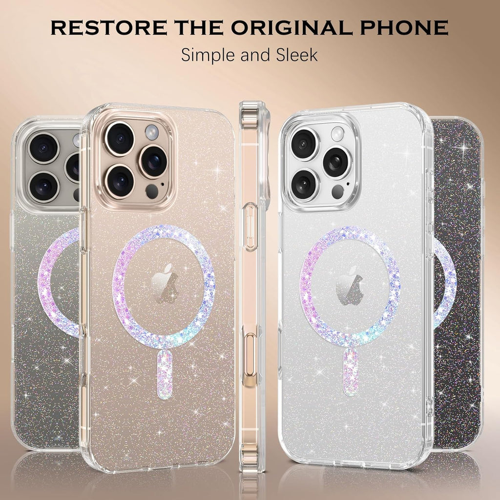 (Buy 1 Get 1) Compatible with Magsafe Sparkling Design Slim Anti-Fingerprint for iPhone