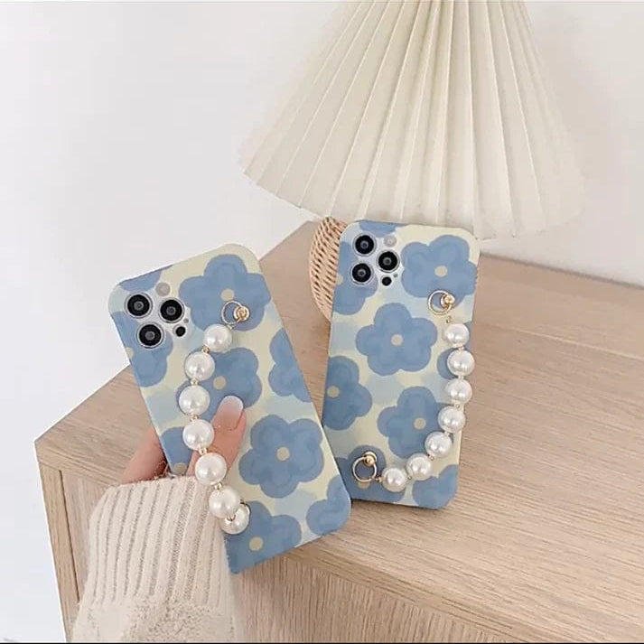 (Buy 1 Get 1) Blue Floral Pearl Case For iPhone