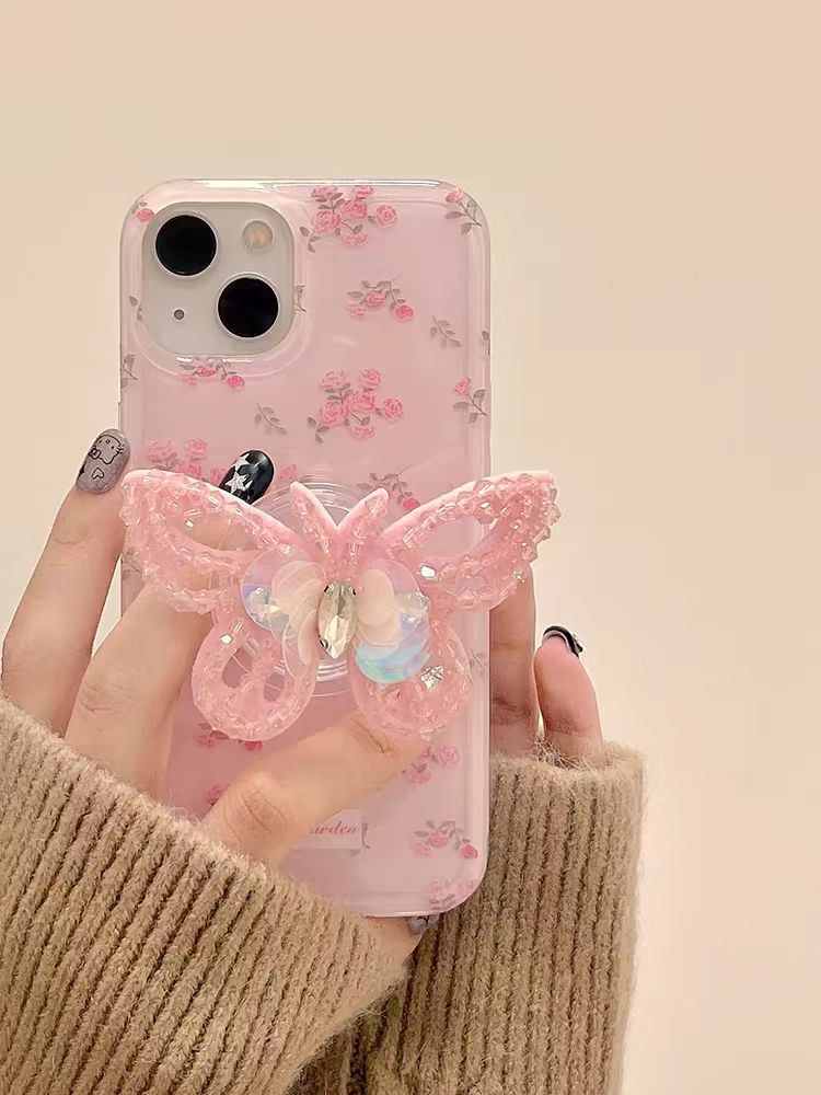 (Buy 1 Get 1) Exquisite Rose Garden Butterfly Case For iPhone