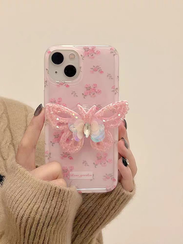 (Buy 1 Get 1) Exquisite Rose Garden Butterfly Case For iPhone