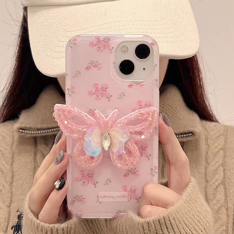(Buy 1 Get 1) Exquisite Rose Garden Butterfly Case For iPhone