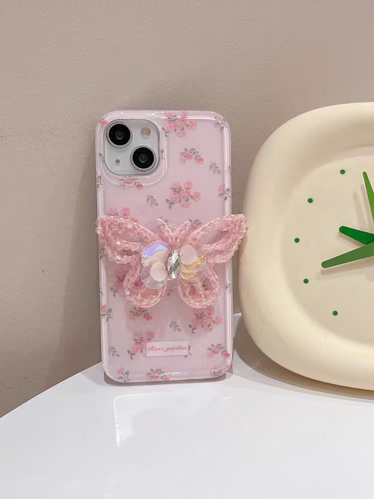 (Buy 1 Get 1) Exquisite Rose Garden Butterfly Case For iPhone