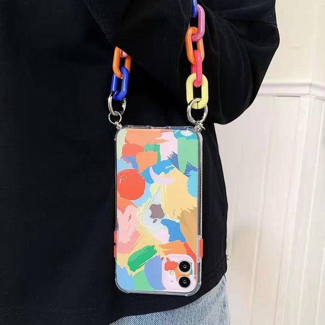 (Buy 1 Get 1) Artsy Painted Chain Phone Case For iPhone