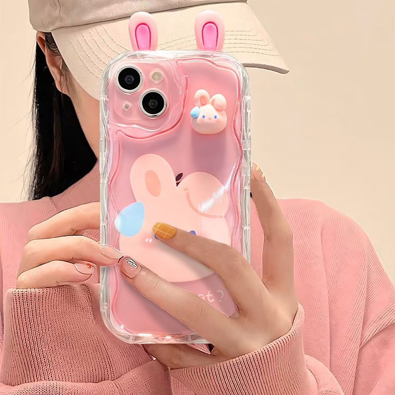 (Buy 1 Get 1) Transparent Cute 3D WHAT Cover For iPhone