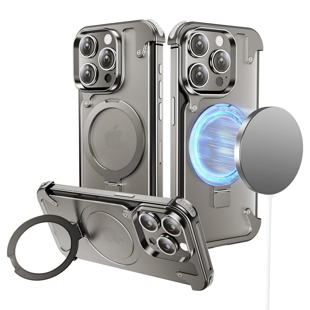 (Buy 1 Get 1) Metal Frameless Armoured Case with Kickstand For iPhone