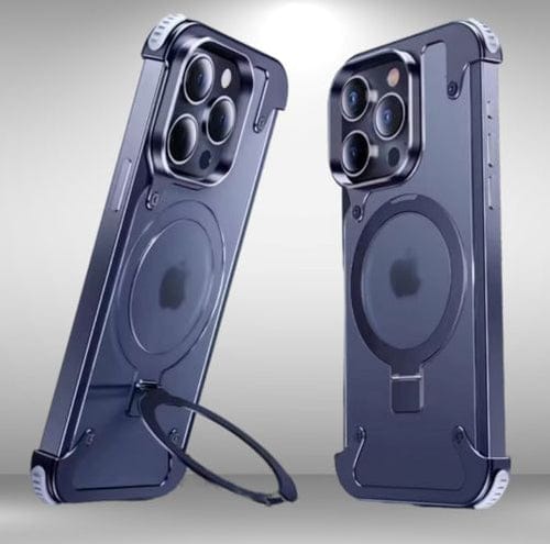 (Buy 1 Get 1) Metal Frameless Armoured Case with Kickstand For iPhone