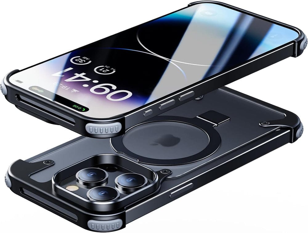 (Buy 1 Get 1) Metal Frameless Armoured Case with Kickstand For iPhone