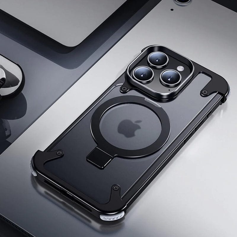 (Buy 1 Get 1) Metal Frameless Armoured Case with Kickstand For iPhone