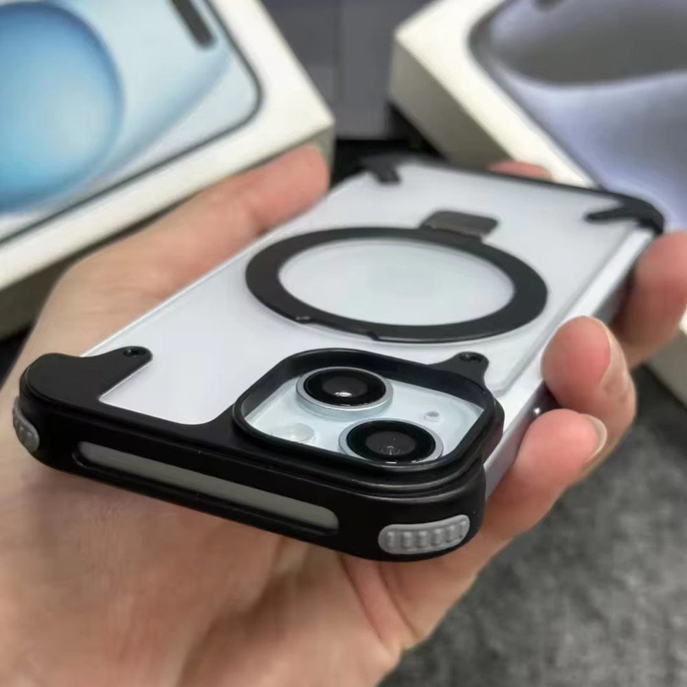 (Buy 1 Get 1) Metal Frameless Armoured Case with Kickstand For iPhone