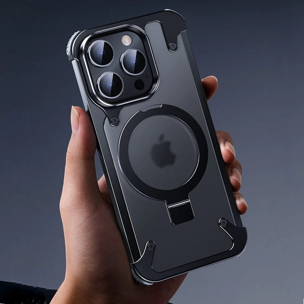 (Buy 1 Get 1) Metal Frameless Armoured Case with Kickstand For iPhone