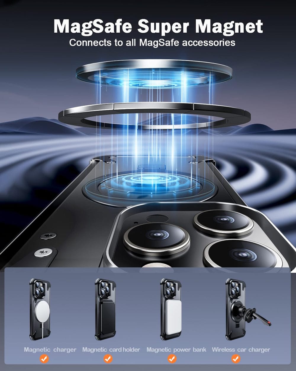 (Buy 1 Get 1) Metal Frameless Armoured Case with Kickstand For iPhone