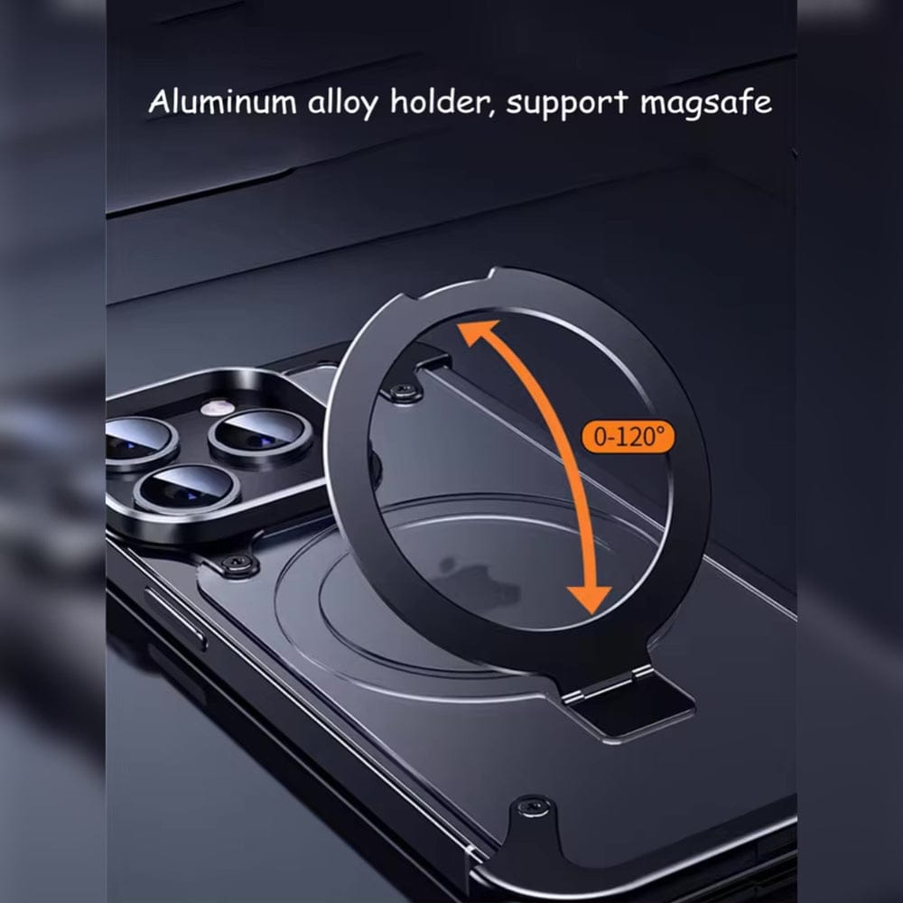 (Buy 1 Get 1) Metal Frameless Armoured Case with Kickstand For iPhone