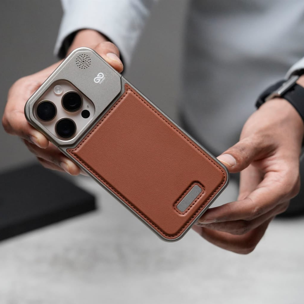 (Buy 1 Get 1) Titanium Frame Vegan Leather Case For iPhone