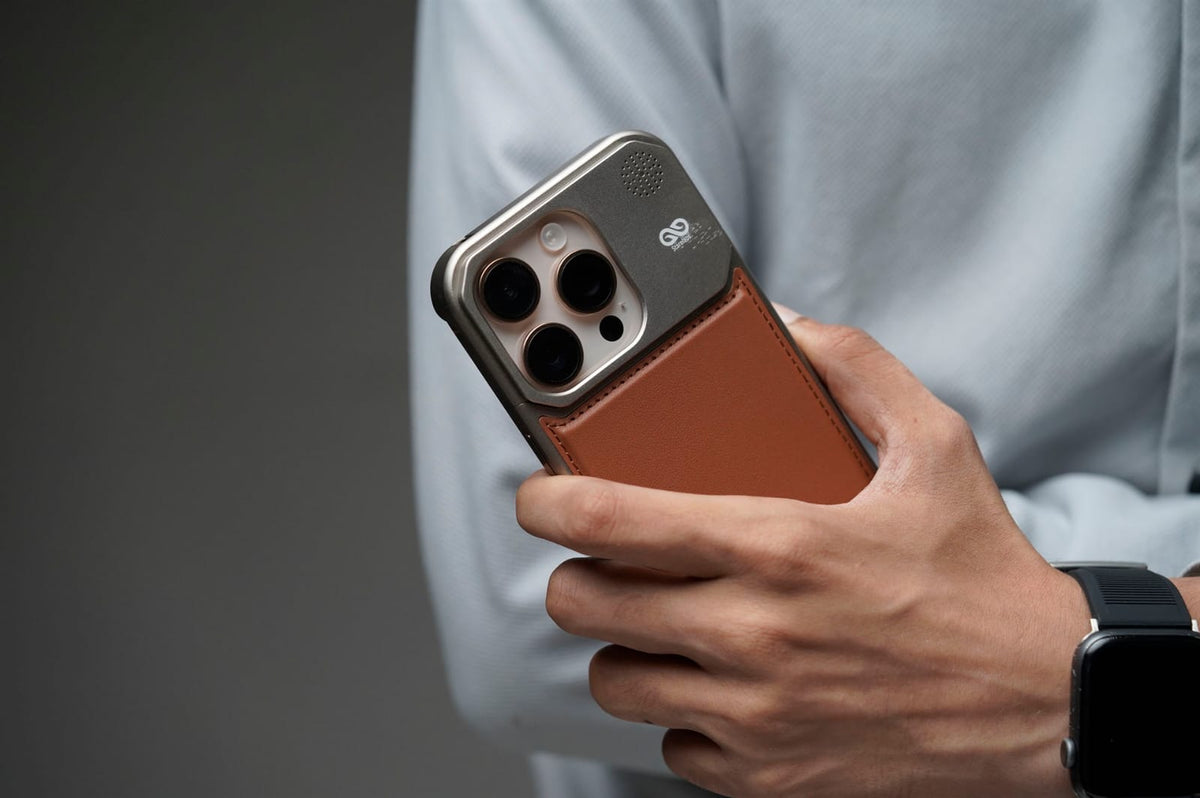 (Buy 1 Get 1) Titanium Frame Vegan Leather Case For iPhone