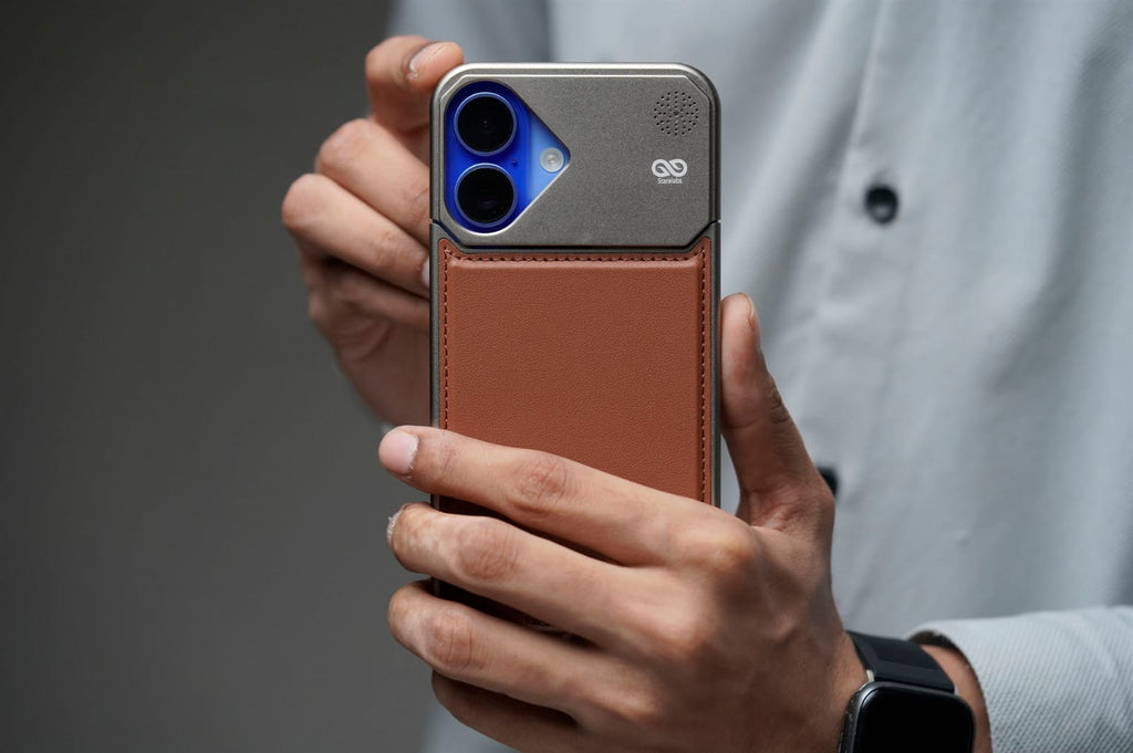 (Buy 1 Get 1) Titanium Frame Vegan Leather Case For iPhone
