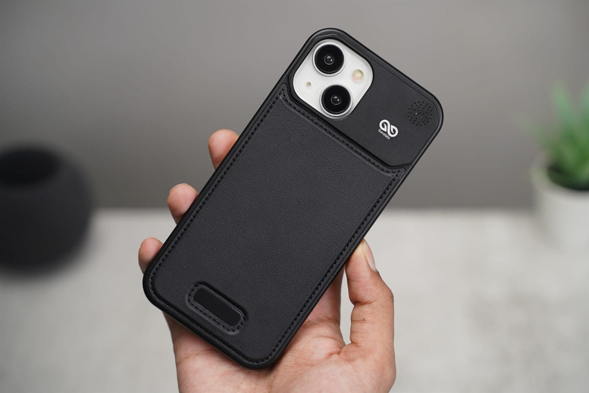 (Buy 1 Get 1) Titanium Frame Vegan Leather Case For iPhone