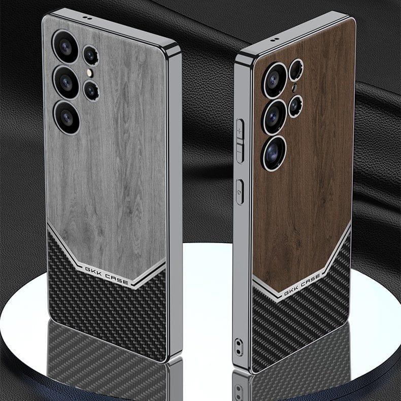 (Buy 1 Get 1) Luxurious Leather Wood Grain Texture Case - Samsung