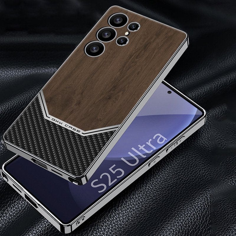 (Buy 1 Get 1) Luxurious Leather Wood Grain Texture Case - Samsung