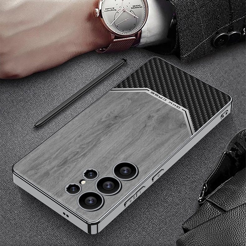 (Buy 1 Get 1) Luxurious Leather Wood Grain Texture Case - Samsung