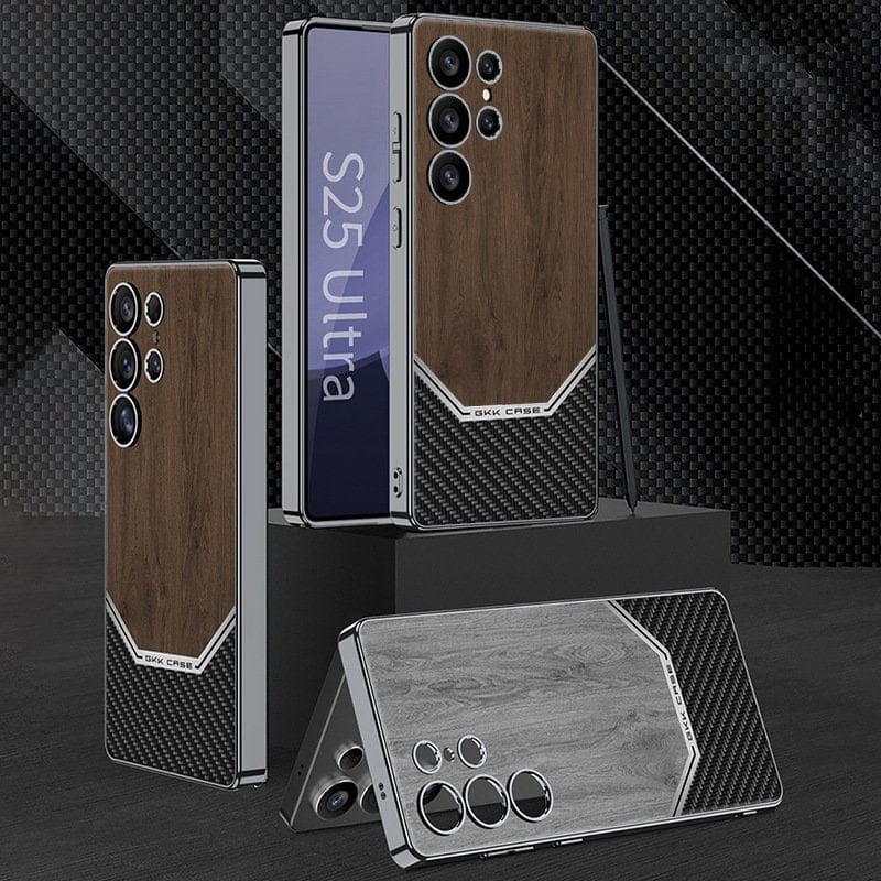 (Buy 1 Get 1) Luxurious Leather Wood Grain Texture Case - Samsung
