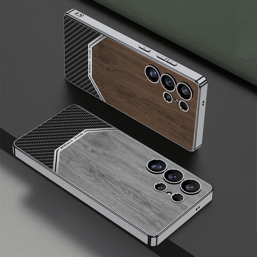 (Buy 1 Get 1) Luxurious Leather Wood Grain Texture Case - Samsung