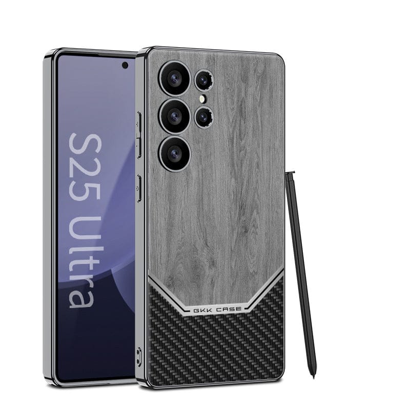 (Buy 1 Get 1) Luxurious Leather Wood Grain Texture Case - Samsung