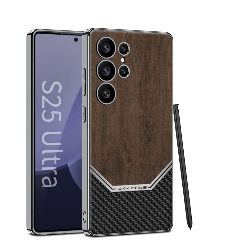 (Buy 1 Get 1) Luxurious Leather Wood Grain Texture Case - Samsung