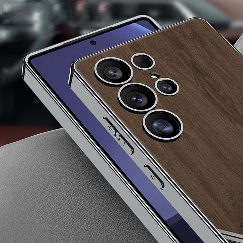 (Buy 1 Get 1) Luxurious Leather Wood Grain Texture Case - Samsung