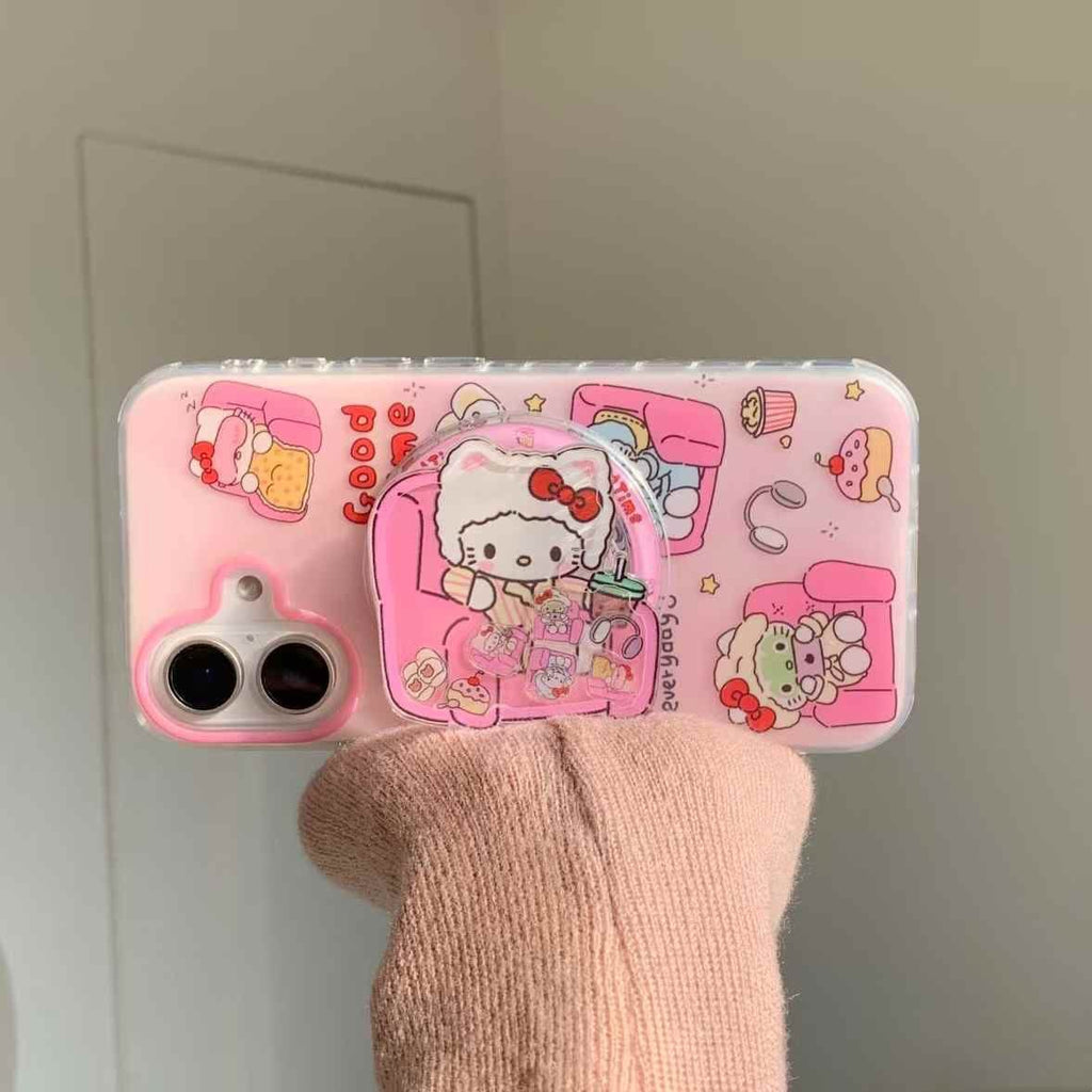 Kitty Sitting On Chair Silicon iPhone Case With Magsafe Holder