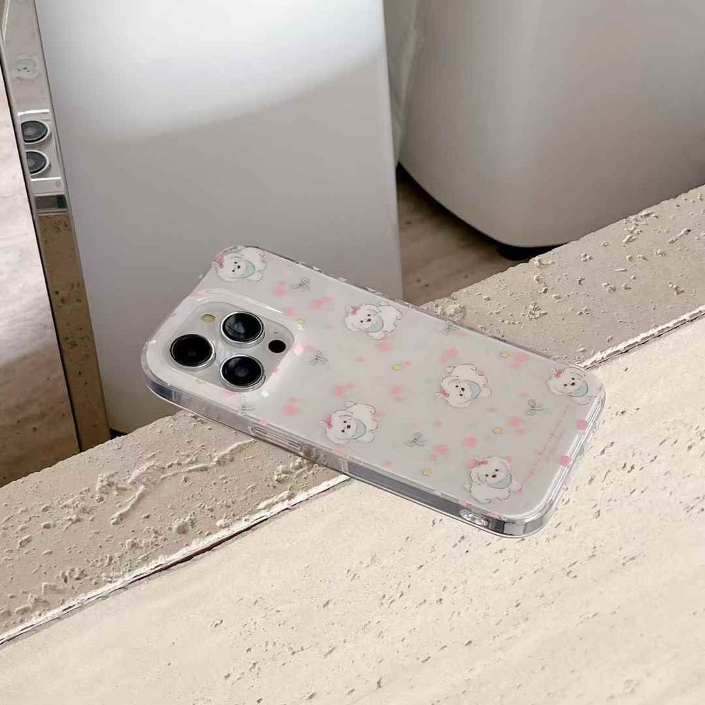 (Buy 1 Get 1) Baby Puppy Silicon Case For iPhone With Bow Charm