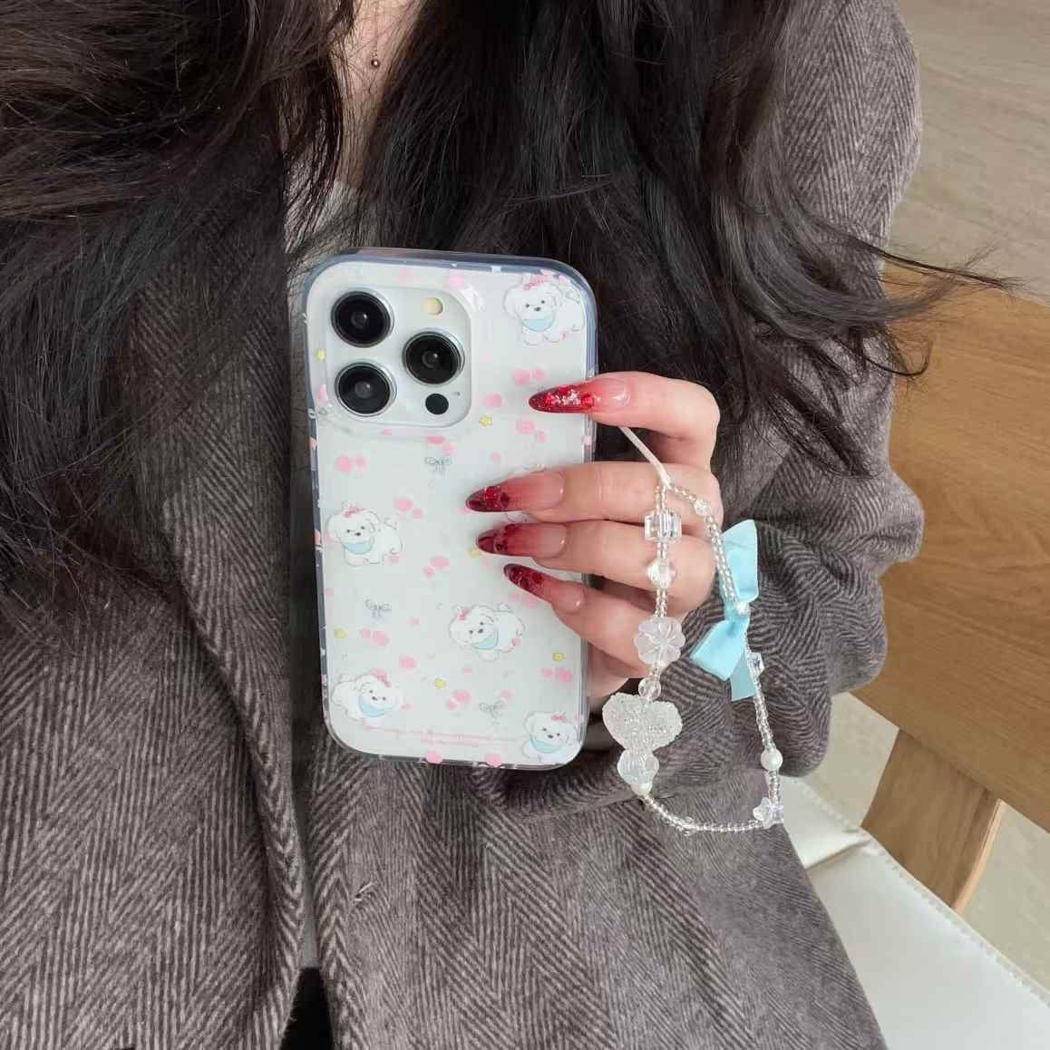 (Buy 1 Get 1) Baby Puppy Silicon Case For iPhone With Bow Charm