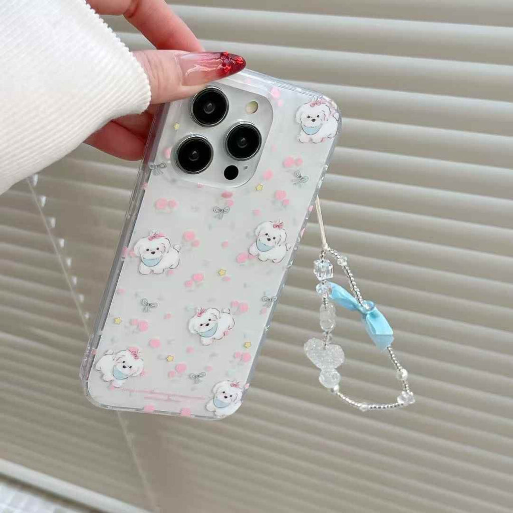 (Buy 1 Get 1) Baby Puppy Silicon Case For iPhone With Bow Charm
