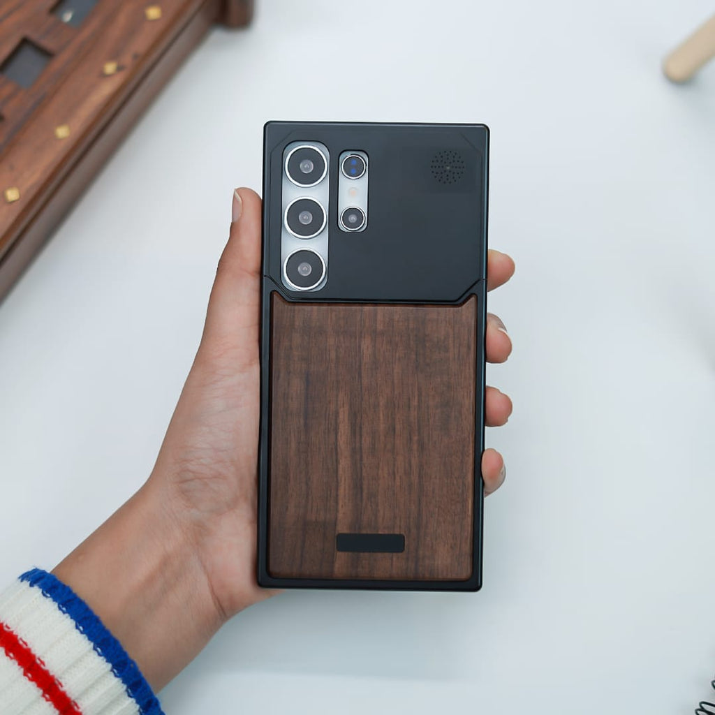 (Buy 1 Get 1) Nature Wood Grain Metallic Case - Samsung