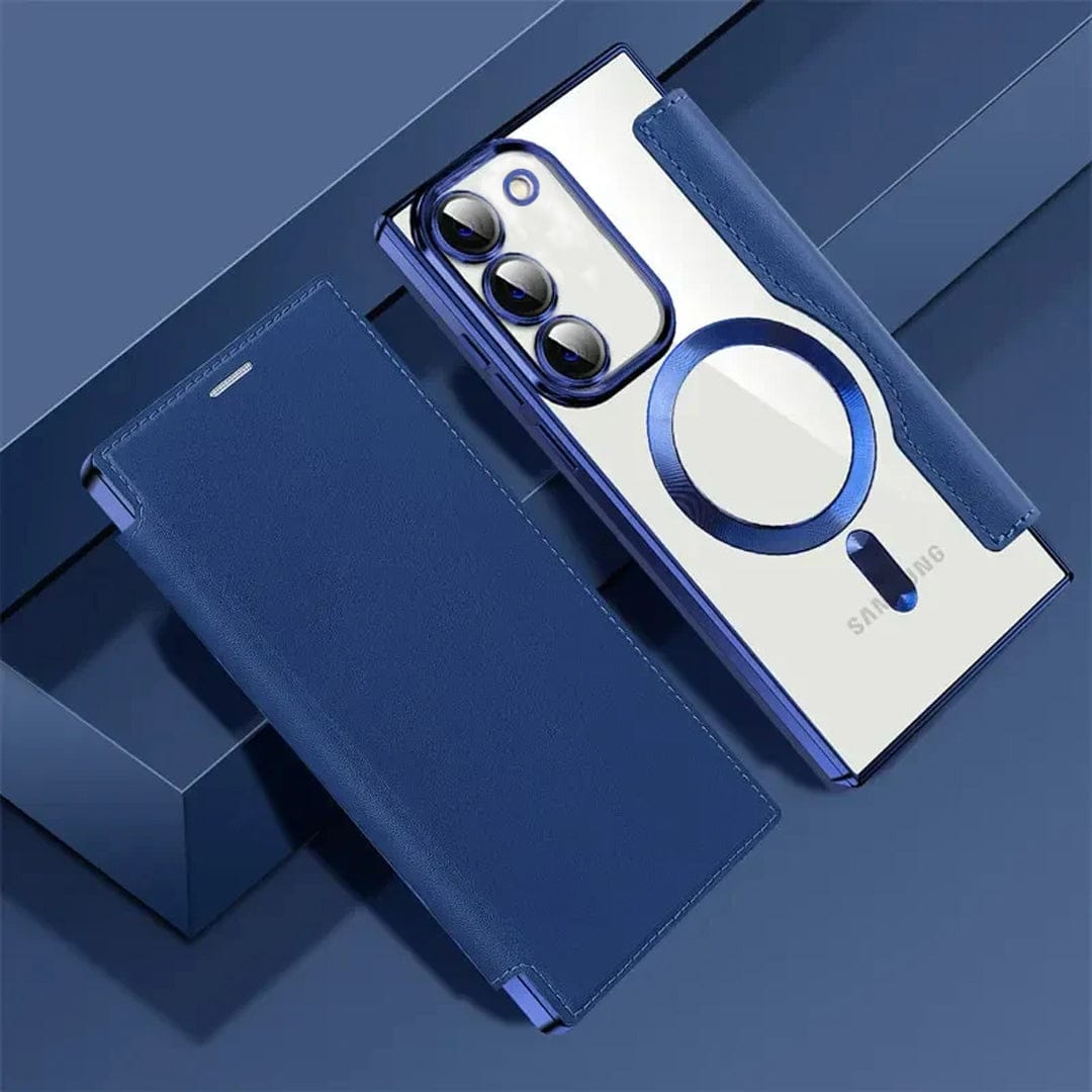 (Buy 1 Get 1) Magnetic Genuine Leather Flip Magsafe Case - Samsung