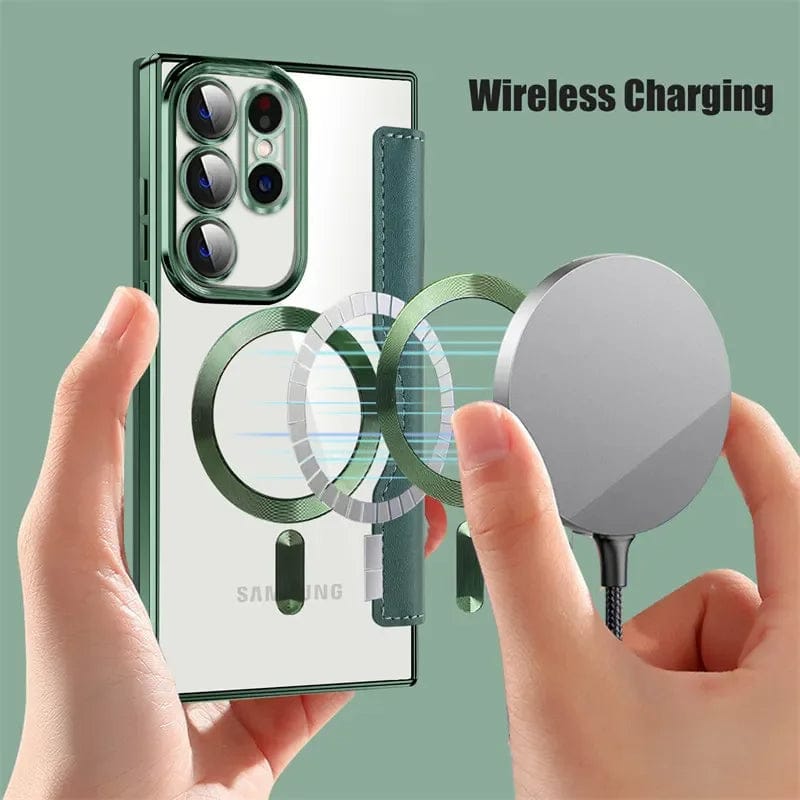 (Buy 1 Get 1) Magnetic Genuine Leather Flip Magsafe Case - Samsung
