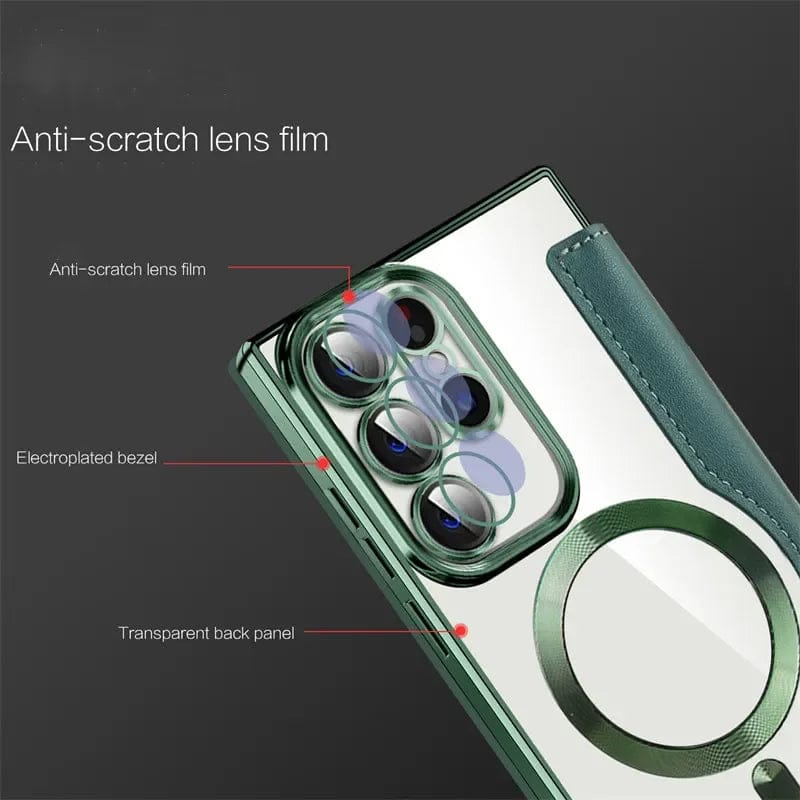 (Buy 1 Get 1) Magnetic Genuine Leather Flip Magsafe Case - Samsung