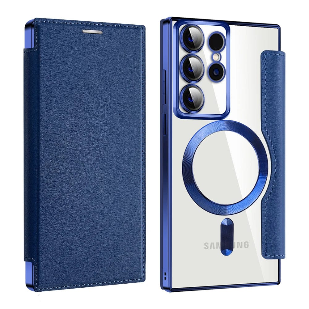 (Buy 1 Get 1) Magnetic Genuine Leather Flip Magsafe Case - Samsung