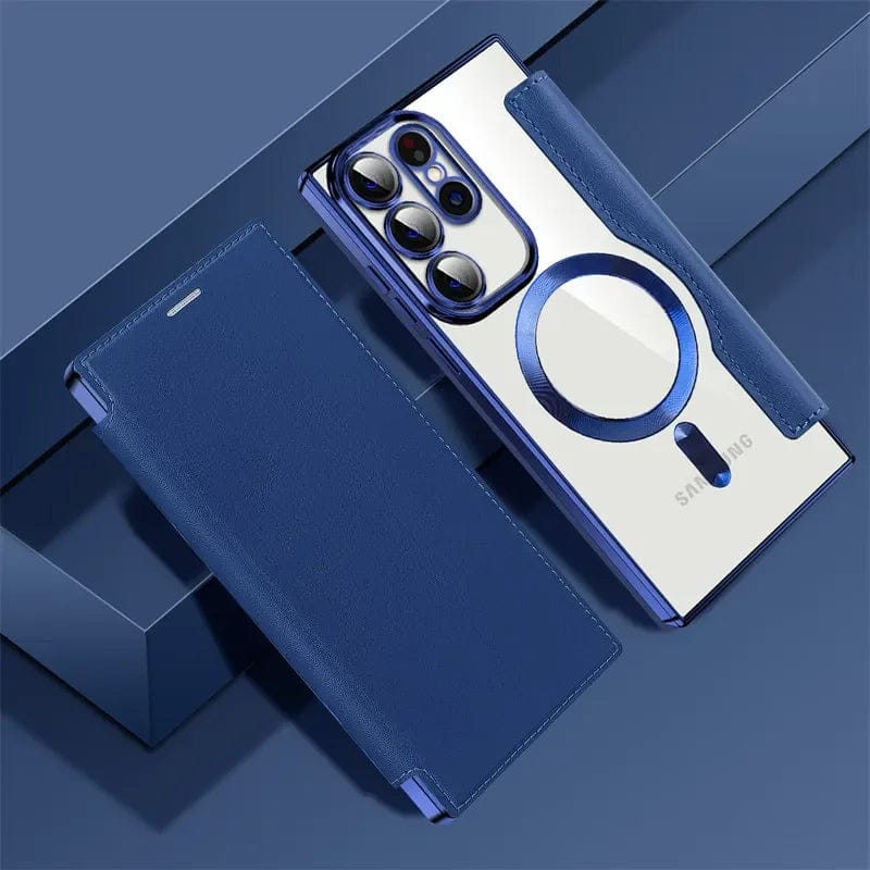 (Buy 1 Get 1) Magnetic Genuine Leather Flip Magsafe Case - Samsung