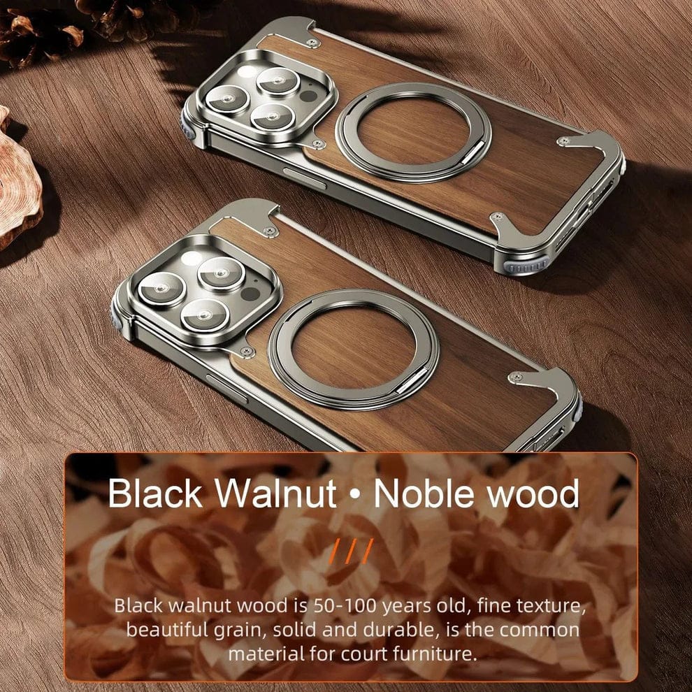(Buy 1 Get 1) Luxury Wooden Metal iPhone Case
