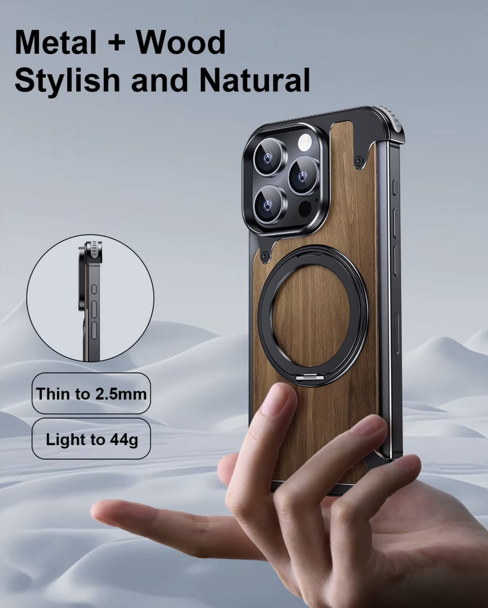 (Buy 1 Get 1) Luxury Wooden Metal iPhone Case