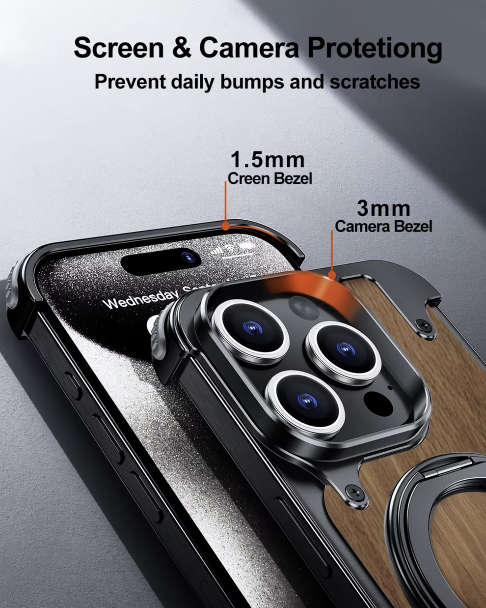 (Buy 1 Get 1) Luxury Wooden Metal iPhone Case