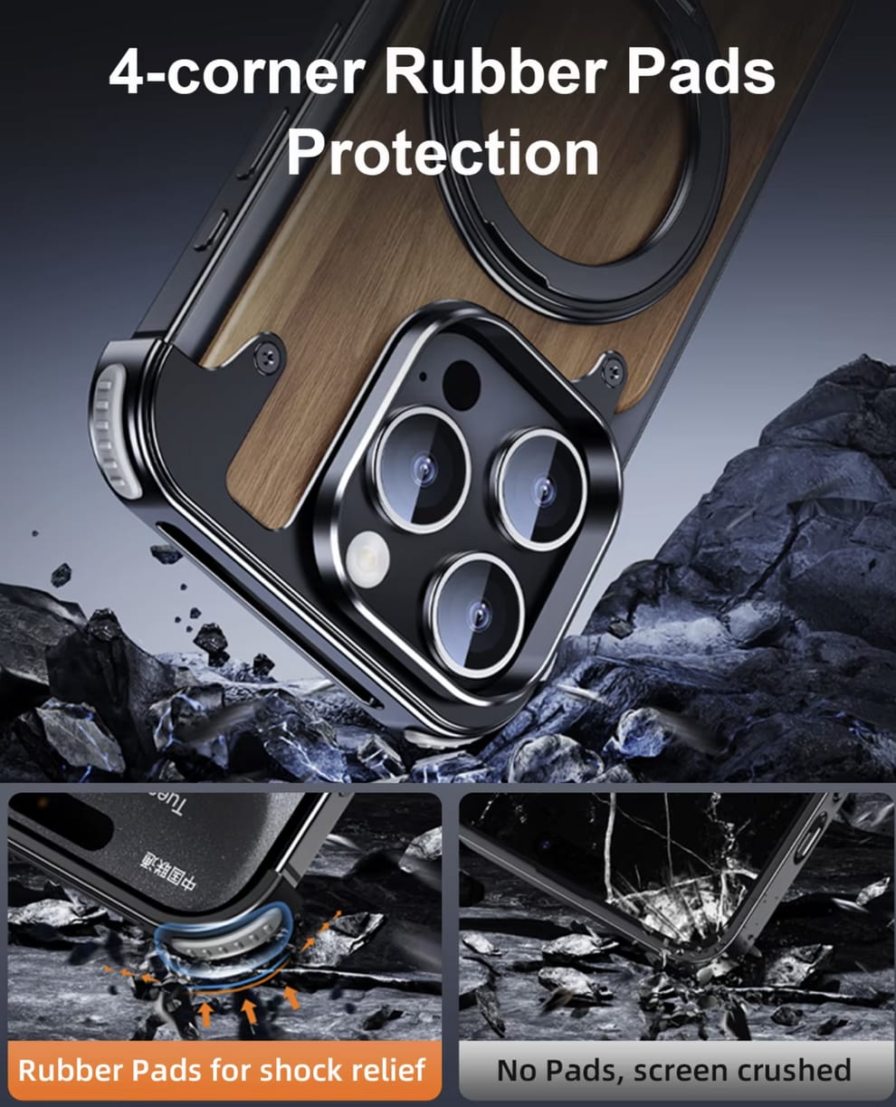 (Buy 1 Get 1) Luxury Wooden Metal iPhone Case