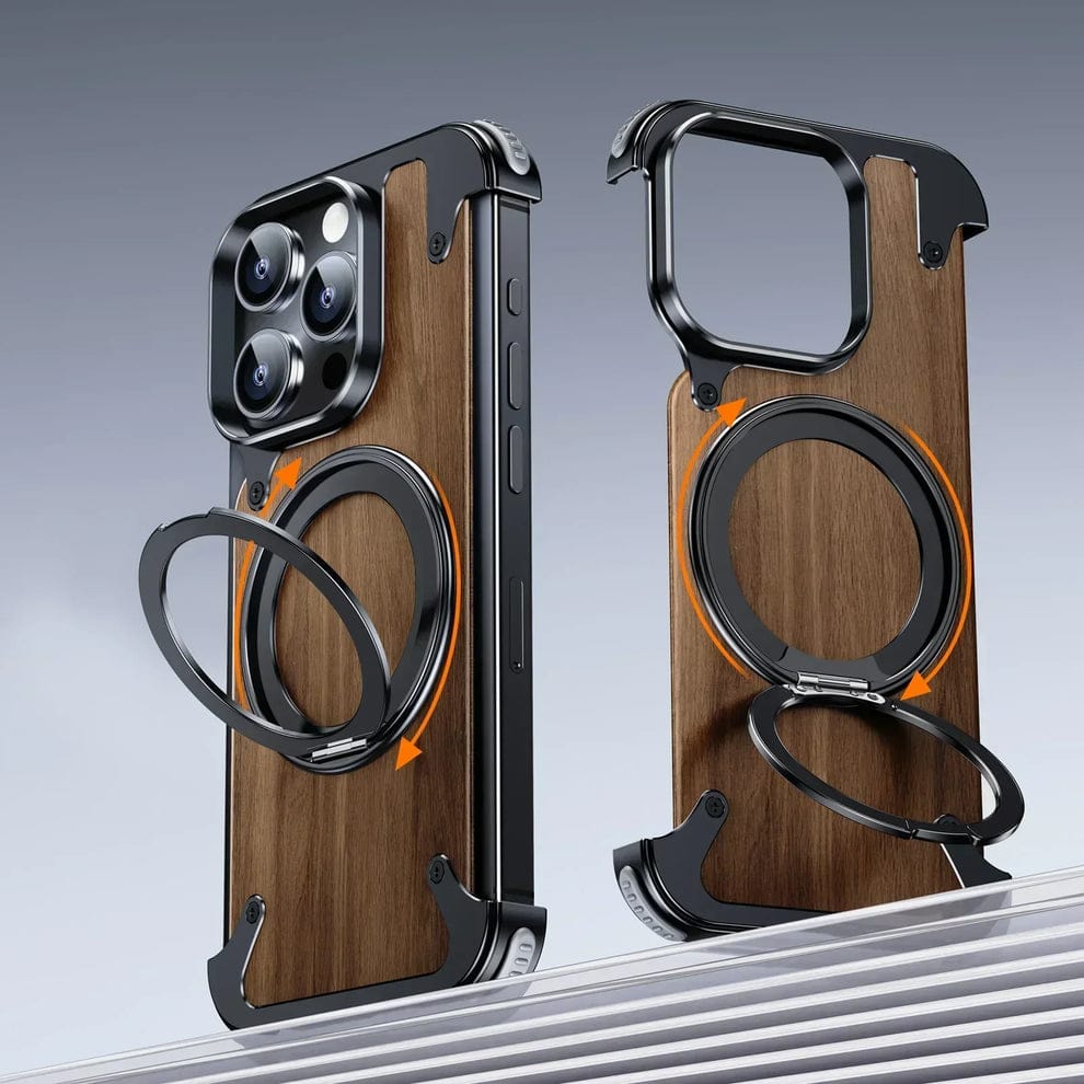 (Buy 1 Get 1) Luxury Wooden Metal iPhone Case